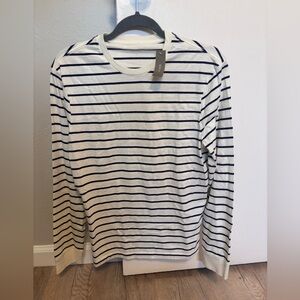 New J Crew white and navy stripe long sleeve t-shirt S